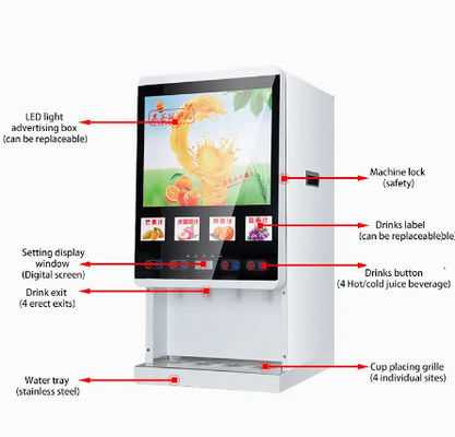 Automação de máquina de venda automática de suco de metal com sistema de iluminação LED