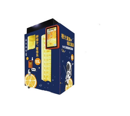 A máquina de venda automática fresca do suco de laranja do homem do espaço procura distribuidores no mundo inteiro