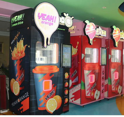 Leite Juice Vending Machine alaranjado 400W da bebida com sistema de refrigeração