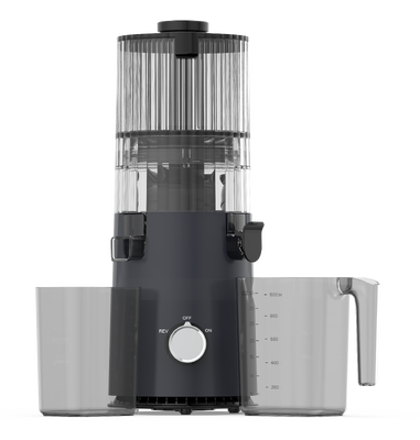 HJ103 Espremedor de mastigação lenta cinza prateado - rampa de 135 mm de largura, motor de 200 W, copo de suco de 1000 ml, operação silenciosa