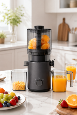 Espremedor Lento Inteligente Fresh HJ303 Extra-Largo – A Revolução do Suco Começa Aqui com Bocal de 155mm, Reservatório de 2400ml, Prensagem a Frio de 200W e Autolimpeza