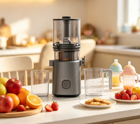 Espremedor Lento Inteligente HJ303 Extra Largo Fresh Smart – Bocal de 155mm para Abacaxi e Maçã Inteiros, Prensagem a Frio de 200W, Funil Grande de 2400ml e Autolimpeza para Uso Familiar