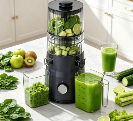 Espremedor Lento Compacto Smart HJ103A Fresh – O Espremedor Que Ama Sua Cozinha de Volta com 4 Opções de Cor, Bocal Largo de 135mm, Prensagem a Frio de 200W e Autolimpeza