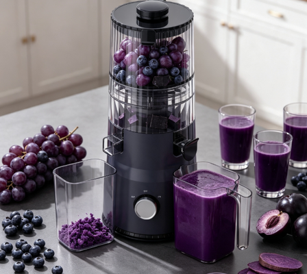 Fresh Smart HJ103A Compacto Slow Masticating Juicer Faça de cada copo uma obra-prima com 4 escolhas de cores, 135mm de largura, 200W de pressão a frio e auto-limpeza