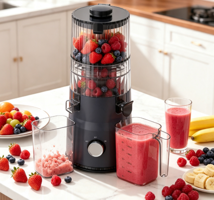 Espremedor Lento Compacto Fresh Smart HJ103A – Torne Cada Manhã Mais Colorida com Bocal Largo de 135mm, Prensagem a Frio de 200W e Autolimpeza