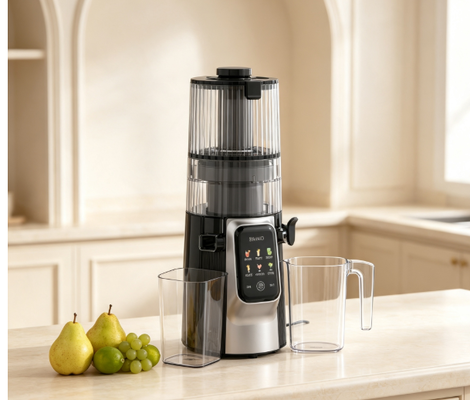 Espremedor Lento Multifuncional Smart HJ102D Fresh – A Chave para Desbloquear uma Vida Saudável e Deliciosa com 6 Modos, Bocal Largo de 135mm, Prensagem a Frio de 200W e Autolimpeza