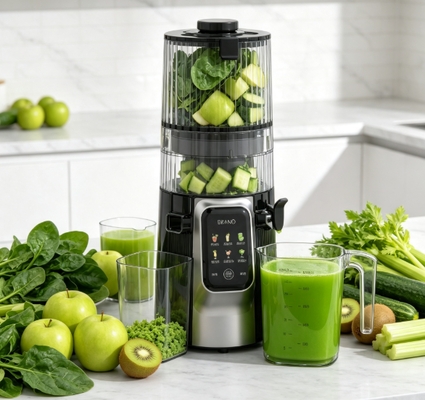 Fresh Smart HJ102D Multi-Function Slow Masticating Juicer Descubra a alegria da alimentação saudável com 6 modos, chuveiro largo de 135mm, 200W Cold Press e auto-limpeza