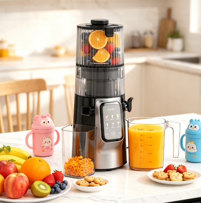 Espremedor Lento Versátil Fresh Smart HJ102D – Solução de Cozinha 6 em 1 com Bocal Largo de 135mm, Prensagem a Frio de 200W e Autolimpeza para Criações Saudáveis Infinitas