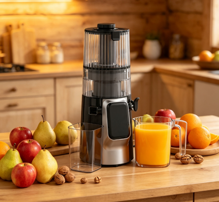 Fresco Smart HJ102D Juicer de Mastigação Lenta All-in-One 6 modos para suco, smoothie, sorbete e leite de noz, 135mm chute largo, 200W de pressão a frio e autolimpeza