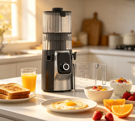 Fresh Smart HJ102C Slow Masticating Juicer O Juicer Que Traz Energia Para Todos Os Dias Com 3 Velocidades Ajustáveis, 135mm Larga Chute, 200W Cold Press & Auto-Limpeza