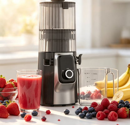 Fresh Smart HJ102C Slow Masticating Juicer O Juicer que alimenta toda a sua família com 3 velocidades ajustáveis, 135 mm de largura chute, 200W Cold Press & auto-limpeza
