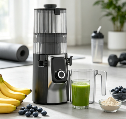 Espremedor Lento Fresh Smart HJ102C – O Espremedor Que Torna a Vida Saudável Deliciosa com 3 Velocidades Ajustáveis, Bocal Largo de 135mm, Prensagem a Frio de 200W e Autolimpeza