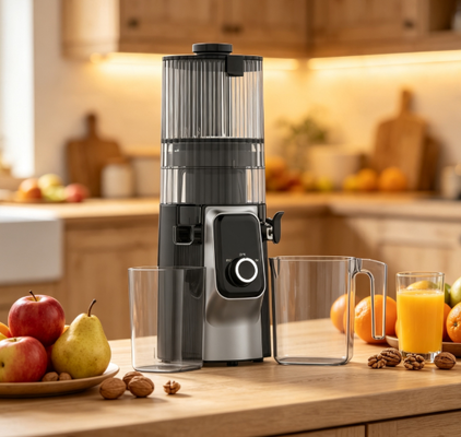 Fresh Smart HJ102C Slow Masticating Juicer O Juicer Que Ajuda Você a Prosperar com 3 Velocidades Ajustáveis, 135mm Larga Chute, 200W Cold Press & Auto-Limpeza