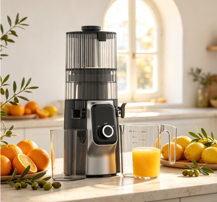 Fresh Smart HJ102C Slow Masticating Juicer O Juicer que coloca a frescura de volta em seu dia com 3 velocidades ajustáveis, 135mm largura chute, 200W Cold Press & auto-limpeza