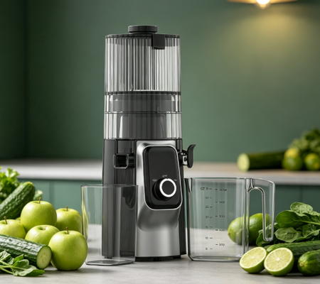 Espremedor Lento HJ102C Fresh Smart – O Espremedor Que Torna o Suco Fresco Parte da Sua Rotina Diária com 3 Velocidades Ajustáveis, Bocal Largo de 135mm, Prensagem a Frio de 200W e Autolimpeza