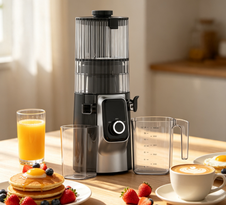 Espremedor Lento Fresh Smart HJ102C – O Espremedor Que Torna a Vida Saudável Sem Esforço com 3 Velocidades Ajustáveis, Bocal Largo de 135mm, Prensagem a Frio de 200W e Autolimpeza
