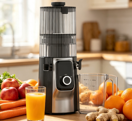 Fresh Smart HJ102C Slow Masticating Juicer O Juicer que faz cada manhã mais brilhante com 3 velocidades ajustáveis, 135mm largura chute, 200W Cold Press & auto-limpeza