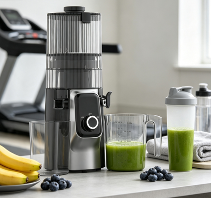 Fresco Smart HJ102C Slow Masticating Juicer O Juicer que transforma a produção em puro prazer com 3 velocidades ajustáveis, chuveiro largo de 135 mm, 200W de pressão a frio e autolimpeza