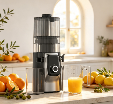 Fresh Smart HJ102C Slow Masticating Juicer O Juicer Que Ajuda Você a Prosperar com 3 Velocidades Ajustáveis, 135mm Larga Chute, 200W Cold Press & Auto-Limpeza