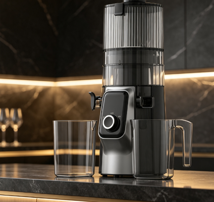 Espremedor Lento Fresh Smart HJ102C – O Espremedor Que Faz o Bem-Estar Sentir-se Maravilhoso com 3 Velocidades Ajustáveis, Bocal Largo de 135mm, Prensagem a Frio de 200W e Autolimpeza