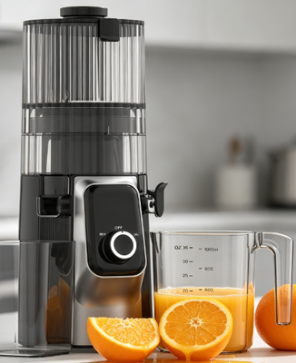 Fresh Smart HJ102C Slow Masticating Juicer O Juicer que ajuda você a construir hábitos saudáveis com 3 velocidades ajustáveis, pára-quedas de 135mm de largura, 200W de pressão a frio e autolimpeza