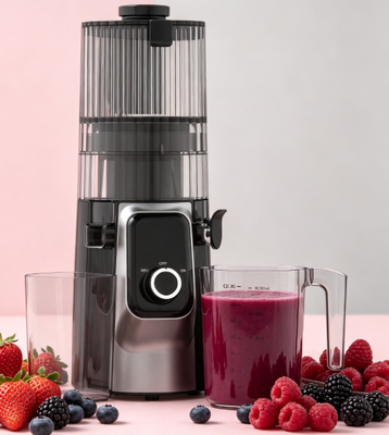 Fresh Smart HJ102C Slow Masticating Juicer O Juicer Que Ama Todos Os Ingredientes Com 3 Velocidades Ajustáveis, Chute Largo de 135mm, 200W Cold Press & Auto-Limpeza