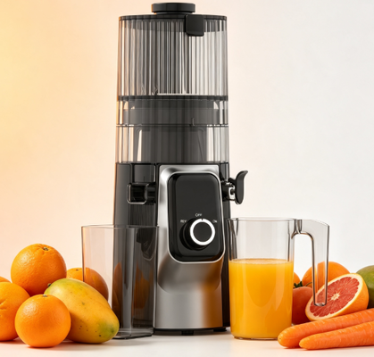 Fresh Smart HJ102C Slow Masticating Juicer O Juicer que torna cada copo perfeito com 3 velocidades ajustáveis, chuveiro largo de 135mm, 200W de pressão a frio e autolimpeza