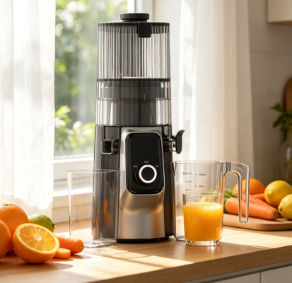 Espremedor Lento Fresh Smart HJ102C – Seu Estúdio de Suco Personalizado com 3 Velocidades Ajustáveis, Bocal Largo de 135mm, Prensagem a Frio de 200W e Autolimpeza para Suco de Qualidade Artesanal