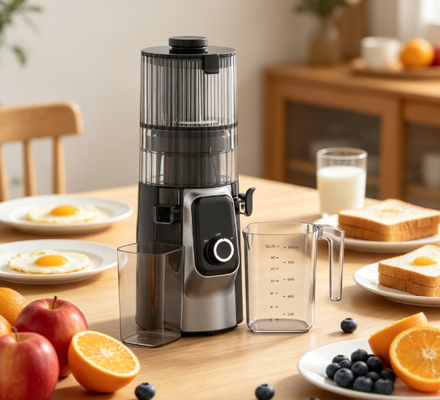Espremedor Lento Fresh Smart HJ102C – O Espremedor que se Adapta a Cada Ingrediente com 3 Velocidades Ajustáveis, Bocal Largo de 135mm, Prensagem a Frio de 200W e Autolimpeza