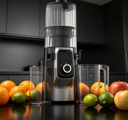 Fresh Smart HJ102C Slow Masticating Juicer   Multi-Speed Edition com 3 ajustes de velocidade ajustáveis, chute de 135 mm de largura, 200W Cold Press & Self-Cleaning para extração de suco personalizado