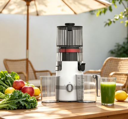 Fresh Smart HJ102B Slow Masticating Juicer A frescura diária que sua família merece com chute de 135mm, imprensa a frio de 200W, auto-limpeza e design de segurança