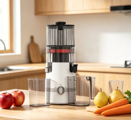 Fresh Smart HJ102B Slow Masticating Juicer A escolha simples, inteligente e segura para sua família com chute de 135mm, imprensa a frio de 200W, autolimpeza e fechadura de segurança