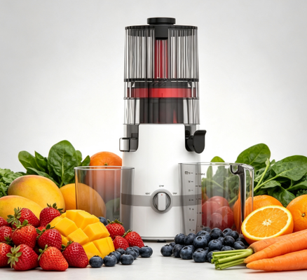 Fresco Smart HJ102B Slow Masticating Juicer ️ Suco Fresco, Fresco Começo, Família Fresca com Chute de 135mm, Prensa a Frio de 200W, Auto-Limpeza e Bloqueio de Segurança
