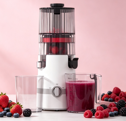 Fresco Smart HJ102B Slow Masticating Juicer A escolha saudável que sua família vai adorar com chute de 135mm, 200W de pressão a frio, auto-limpeza e sistema de segurança de fechadura