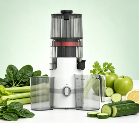 Fresco Smart HJ102B Slow Masticating Juicer Suco Real, Real Simple, Real Life com Chute de 135mm, Prensa a Frio de 200W, Auto-Limpeza e Design de Segurança da Família