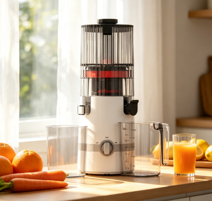 Fresh Smart HJ102B Slow Masticating Juicer A experiência definitiva de suco fresco para sua família com chute de 135 mm, imprensa a frio de 200 W, autolimpeza e fechadura