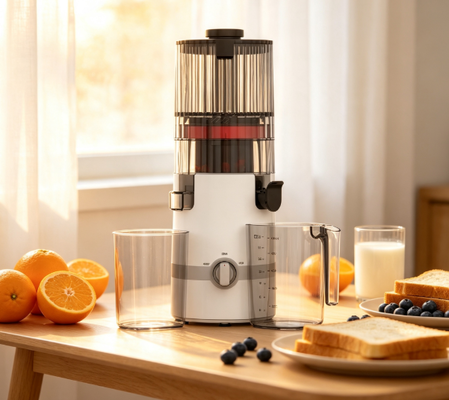 Espremedor Lento HJ102B Fresh Smart – O Coração da Sua Cozinha Saudável com Bocal de 135mm, Prensagem a Frio de 200W, Autolimpeza e Trava de Segurança Familiar