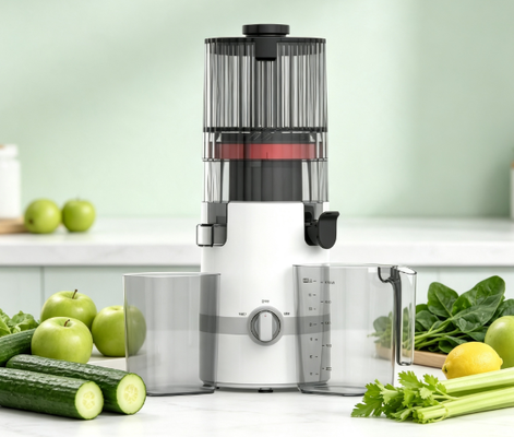 Fresco Smart HJ102B Slow Masticating Juicer   Real Juice, Real Simple, Real Safe com Chute de 135mm, Prensa a Frio de 200W, Auto-Limpeza e Bloqueio para Uso Familiar Diário