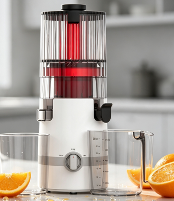 Fresco Smart HJ102B Slow Masticating Juicer O Juicer Familiar de Todos os Dias Você Realmente Usará com Chute de 135mm, Prensa a Frio de 200W, Auto-Limpeza e Bloqueio Seguro