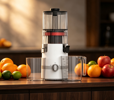 Espremedor Lento HJ102B Fresh Smart – Onde o Suco Fresco Encontra a Segurança Familiar com Bocal de 135mm, Prensagem a Frio de 200W, Autolimpeza e Sistema Smart Lock