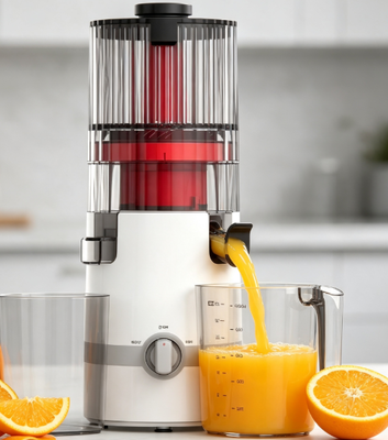 Fresh Smart HJ102B Slow Masticating Juicer A maneira inteligente de extrair suco fresco com chute de 135 mm, imprensa a frio de 200 W, autolimpeza e fechadura familiar segura