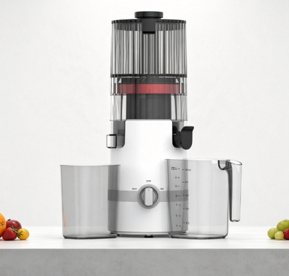 Fresco Smart HJ102B Slow Masticating Juicer Nutre sua família naturalmente com chute de 135mm, prensagem a frio de 200W, auto-limpeza e design de fechadura segura para crianças