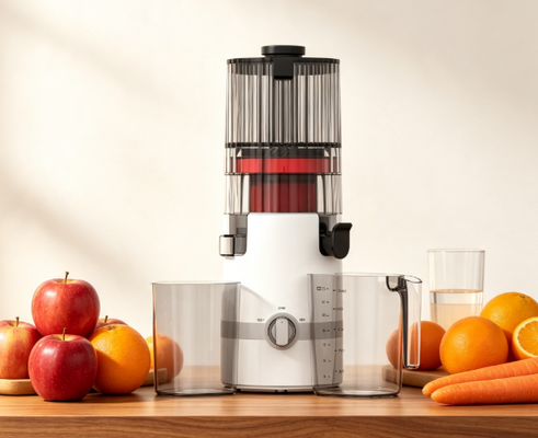 Fresco Smart HJ102B Slow Masticating Juicer O fabricante de suco de todos os dias com segurança inteligente, chute de 135 mm, imprensa a frio de 200W e autolimpeza para famílias saudáveis