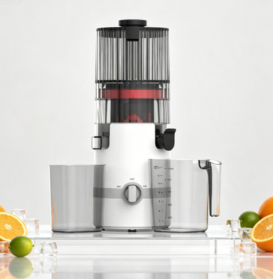 Fresco Smart HJ102B Slow Masticating Juicer O favorito da família com segurança de bloqueio automático, pára-choque de 135 mm de largura, imprensa a frio de 200W e auto-limpeza para bem-estar diário