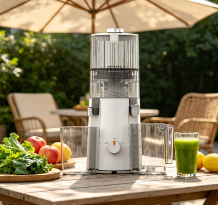 Fresco Smart HJ102A Slow Masticating Juicer Press 200W Cold Press com 135mm de largura, auto-limpeza e design livre de BPA para bem-estar diário
