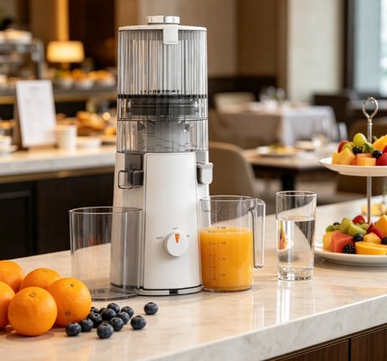 Fresh Smart HJ102A Baby & Family Slow Masticating Juicer Extractor de nutrição livre de BPA com chuveiro largo de 135 mm, tecnologia de prensagem a frio de 55 RPM para alimentos puros para bebês e sucos familiares saudáveis