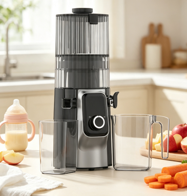 Compacto Countertop Slow Masticating Juicer HJ102C, toda a máquina de suco de baixo ruído de alimentação de maçã