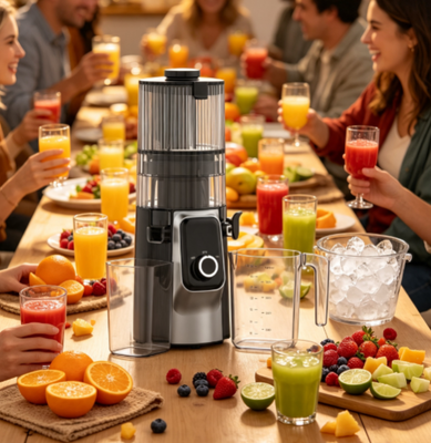 135mm boca larga sem filtro de mastigação lenta Jugo HJ102C, baixo ruído fácil limpo extrator de suco de pressão a frio para uso doméstico diário