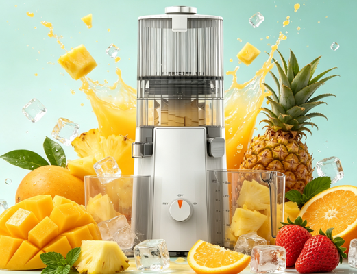 Fresh Smart HJ102A Slow Masticating Home Juicer com 135mm Wide Feed Chute, motor de 200W, livre de BPA (Modelo: HJ102)