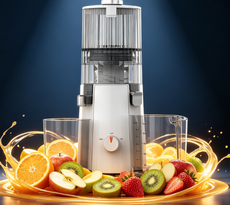 HJ102A Sucicador Lento e Silencioso Ruído inferior a 70 dB, Hopper de 135 mm de largura, recipiente de suco de 1000 ml, material PC livre de BPA